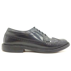 VINTAGE Towncraft Black Corfam Longwing V Cleat Black Oxfords Shoes Men's 9 B